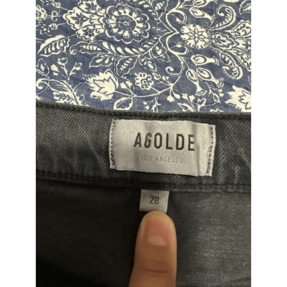 Revolve x AGOLDE Black Mid Rise Toni Raw Hem Straight Leg Jeans Size 28 - Picture 8 of 8